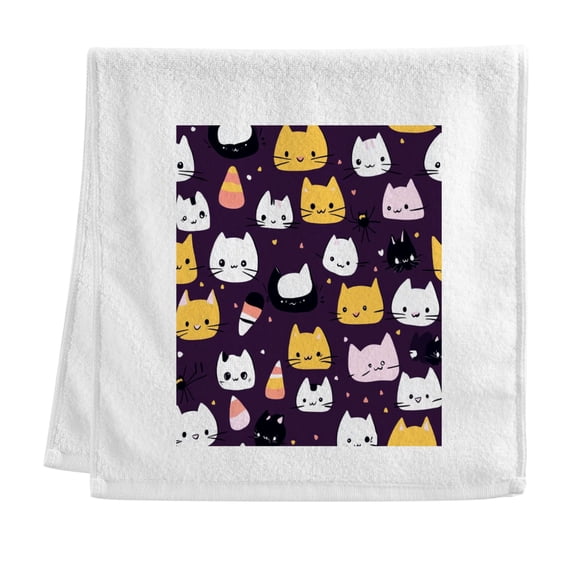 Cute Cats Soft Cotton Towel with Vibrant Print, Perfect for Bathroom, Beach, and Travel