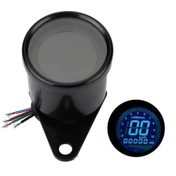 Velocímetro de motocicleta, motocicleta universal LED Velocímetro digital Tacómetro Moto Indicador de velocidad Indicador de nivel de aceite Negro Ecomeon no
