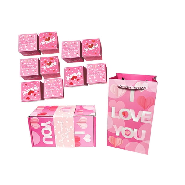 pstuiky Caja sorpresa para San Valentín con mensaje "Te amo" para el Día de los Caídos para enviar a parejas de chicas cajas de regalo con sobre rojo.
