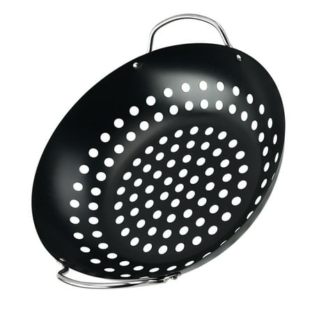 LIFKOME Portable Barbecue Plate with NonStick Large Holes for Home Use Black Carbon Steel 10.5 Inches