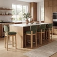 thumbnail image 3 of Guyou 26" Bar Stools Set of 4, Modern Chenille Upholstered Counter Height Bar Stools, Farmhouse Armless Bar Chairs with Solid Wood Legs & Padded Back for Kitchen Island/Dining Room Bar, Green, 3 of 10