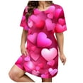 thumbnail image 1 of Ukumplol Chemise de Nuit pour Femmes Manches Courtes Pyjamas de la Saint-Valentin Plus Imprimé Cœur Col Rond Robe de Nuit Extensible Moyenne Robe de Nuit Ample Grande Taille Rose Vif 5TG, 1 of 4