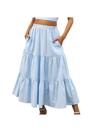 Women Skirt Hippie Printing Hight Waist Maxi Skirt Pleated Beach Long  Casual Skirts Summer