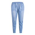 thumbnail image 3 of Women‘ s Mid Rise Skinny Jeans Drawstring Elastic Waist Denim Pants, 3 of 6