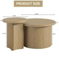 thumbnail image 3 of Nesting Coffee Tables Set of 2, Round Coffee Tables, Wooden Side Table for Living Room, Natural, 3 of 10