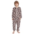 thumbnail image 2 of Brown Leopard Print Pattern One Piece Pajamas Soft Jumpsuit Cozy Sleep and Play Romper Zipper and Pockets 9Y-11Y, 2 of 8