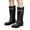 Black, variant on Mid Calf Rain Boots for Women Fashion Pull-on Rain Boots with Drawstring Cuffs Wide Width Waterproof Non-Slip Platform Chunky Heel Outdoor Work Rain Shoes Lightweight Garden Boot