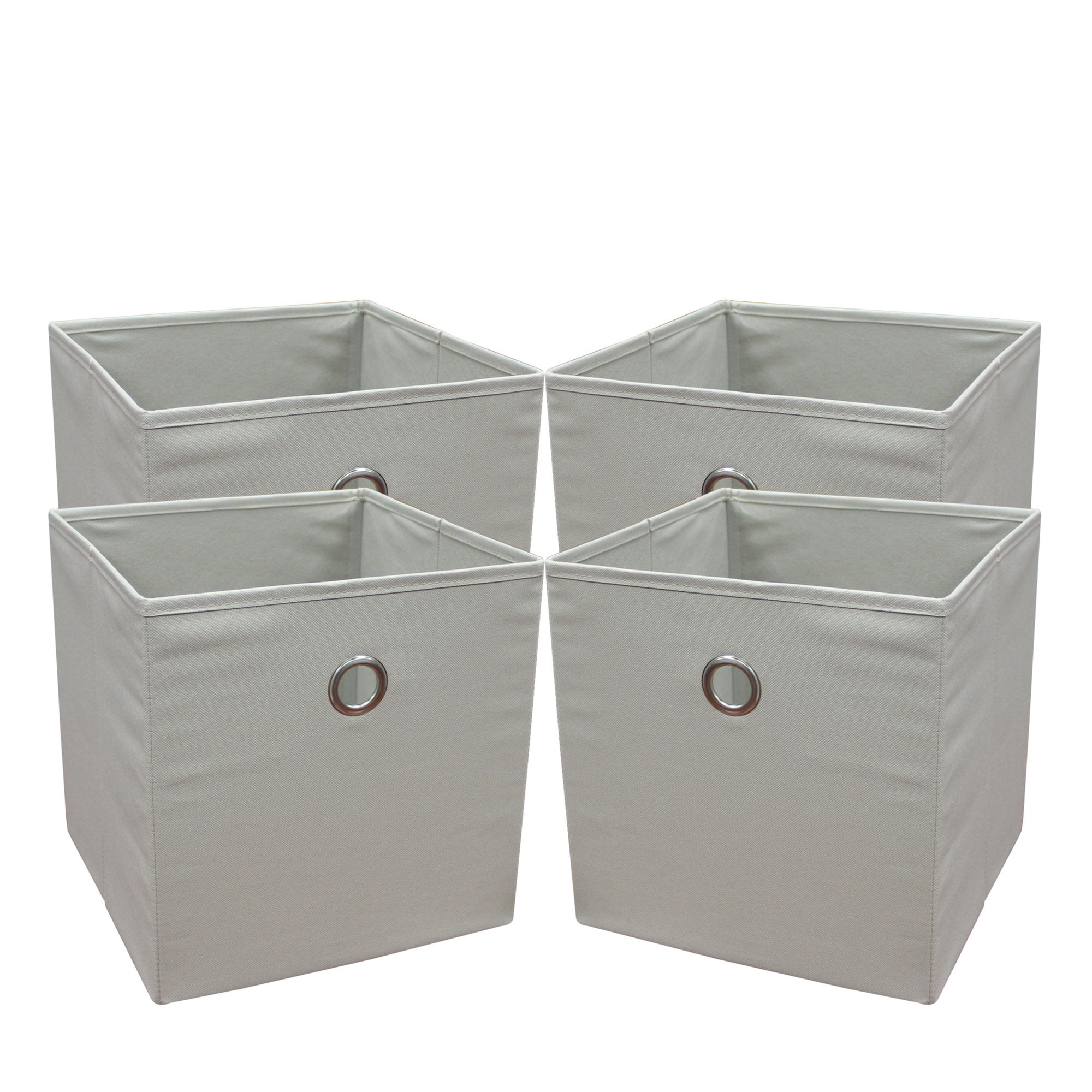 Mainstays Collapsible Fabric Cube Storage Bins (10.5" x 10.5"), Grey Pumice, 4 Pack