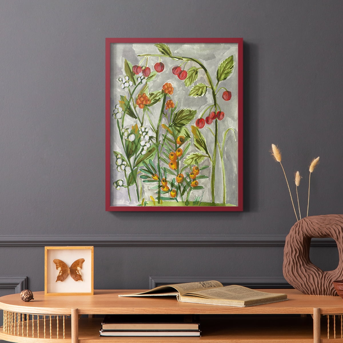 Dear Nature I Framed Print in Red Solid Wood Framed Print No Nail Hanging