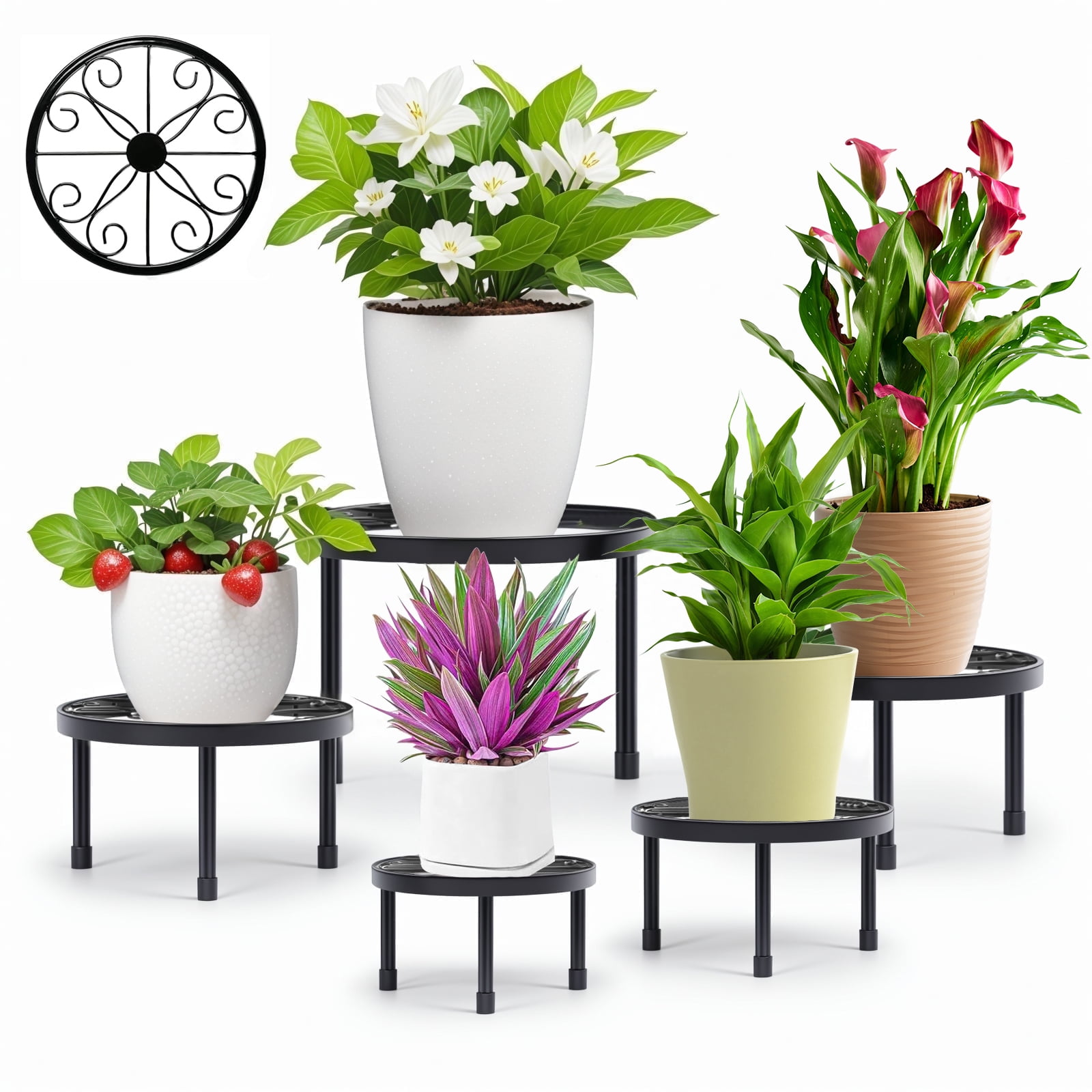 H.W.F PLANTER STAND”HIGH“ WELLFOR 46-in H x 14-in W Black Indoor/Outdoor Corner Steel Plant