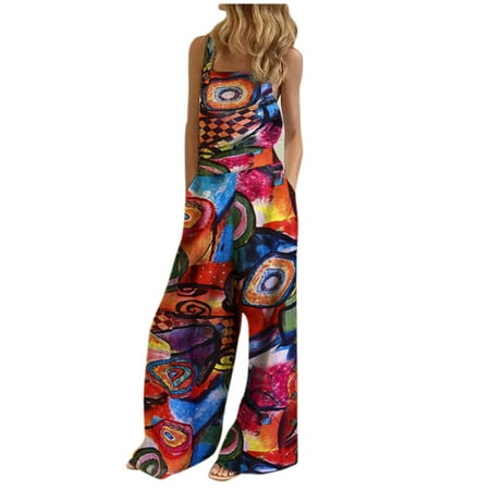 

YFPWM Women Jumpsuits Casual Party Crop Jumpsuit Corset Y2k Fashion Jumpsuit Cute Club Jumpsuit Business Jumpsuit Sleeveless Overalls Jumpsuit Floral Print Summer Wide Leg Bib Pants