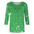 thumbnail image 4 of 3/4 Sleeve T Shirts for Women Trendy Summer T Shirts Round Neck Causal Fashion Basic Tee Green S, 4 of 5