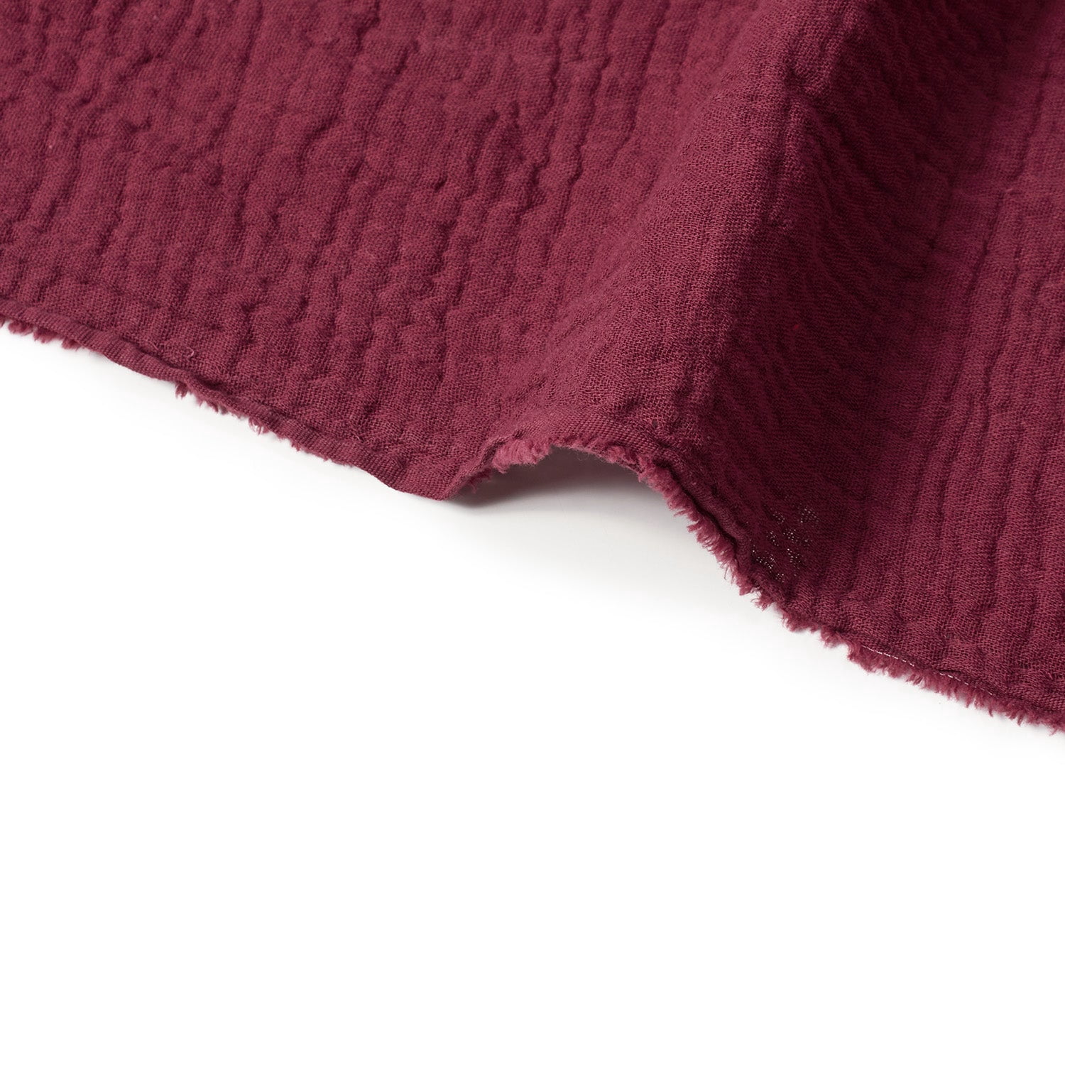 Double Cotton Gauze Fabric Woven Sheer Crinkle Texture Gause Cloth Material By The Yard & Wholesale - Burgundy (10 Yards)