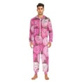 thumbnail image 2 of Pink Cartoon Pumpkin Pattern Adult onesie Pajamas, Crystal Velvet Ultra Soft Warm Jumpsuit for Men and Women, 2 of 7