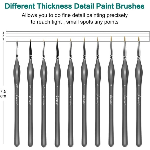 Detail Fine Point Paint Brush Set, 10pcs Professional Miniature Brushes  with Triangular Handle, Perfect for Acrylic, Oil, Watercolor, Art, Scale,  Model, Face, Paint by Numbers&Warhammer 40k (Black) 