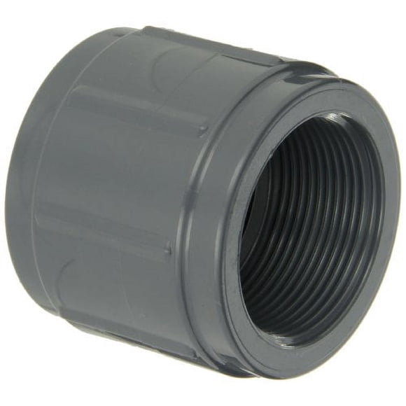 GF Piping Systems PVC Pipe Fitting, Coupling, Schedule 80, Gray, 2" NPT Female