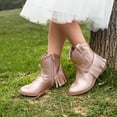 thumbnail image 5 of Botas DREAM PAIRS SDBO2302K para niñas con borlas y tobillo en color oro rosa, 5 of 5