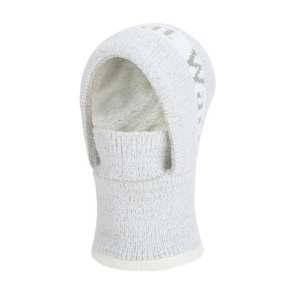 UTSJKR Women Winter Fashion Knit Balaclava Hat Neck Warmer Set, Integrated Windproof Design, Thermal Warm Outdoor Cycling Hiking Cold Weather Headwear White
