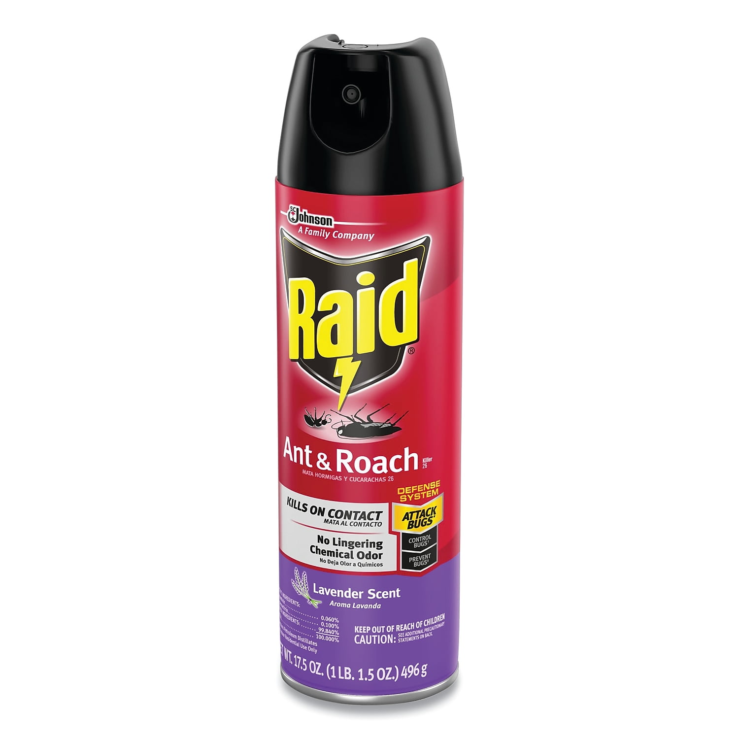 Raid Ant and Roach Killer 17.5 oz Aerosol Lavender 12/Carton 334632