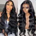 thumbnail image 2 of Yanonmyfd 200% Density Body Wave 13x6 HD Lace Front Wigs Human Hair 12A Brazilian Virgin Hair Lace frontal Wig For Black Women Natural Black With Pre Plucked Baby Hair (28 Inch, Body Wave Wig), 2 of 16