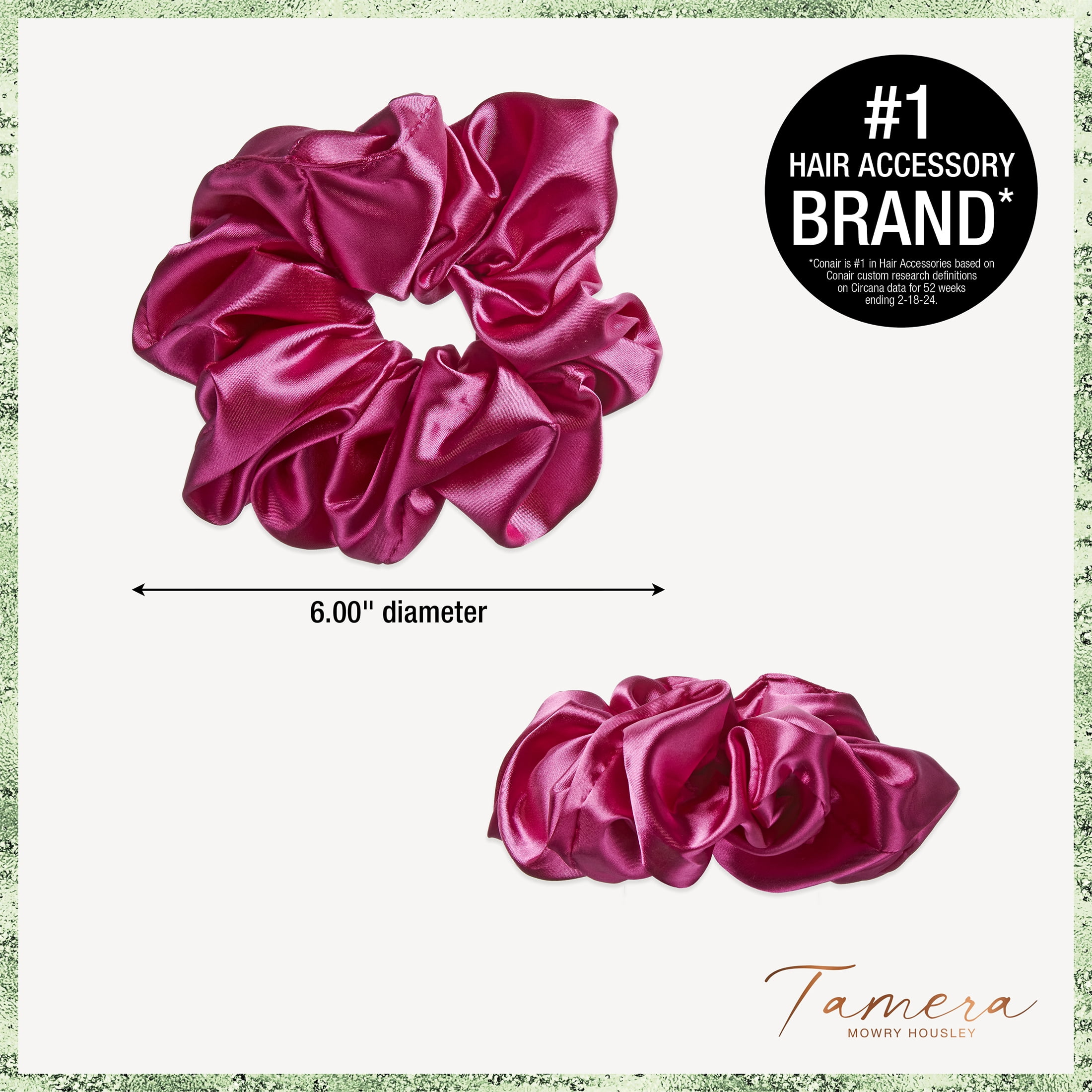 Scunci x Tamera Mowry Housley Jumbo Satin Scrunchie, Fuchsia, 1 Count
