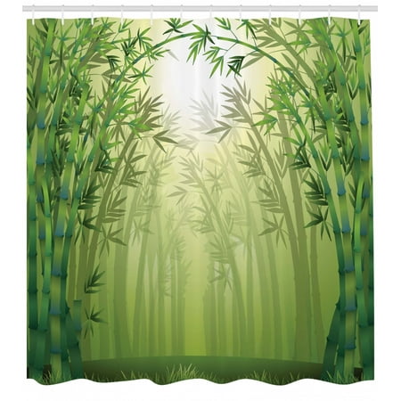 Bamboo Shower Curtain Image Of Bamboo Trees In Rain Forest Far