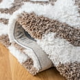 thumbnail image 3 of SAFAVIEH Barcelona Carmella Chevron Stripes Shag Area Rug, Ivory/Silver, 5' x 5' Square, 3 of 5