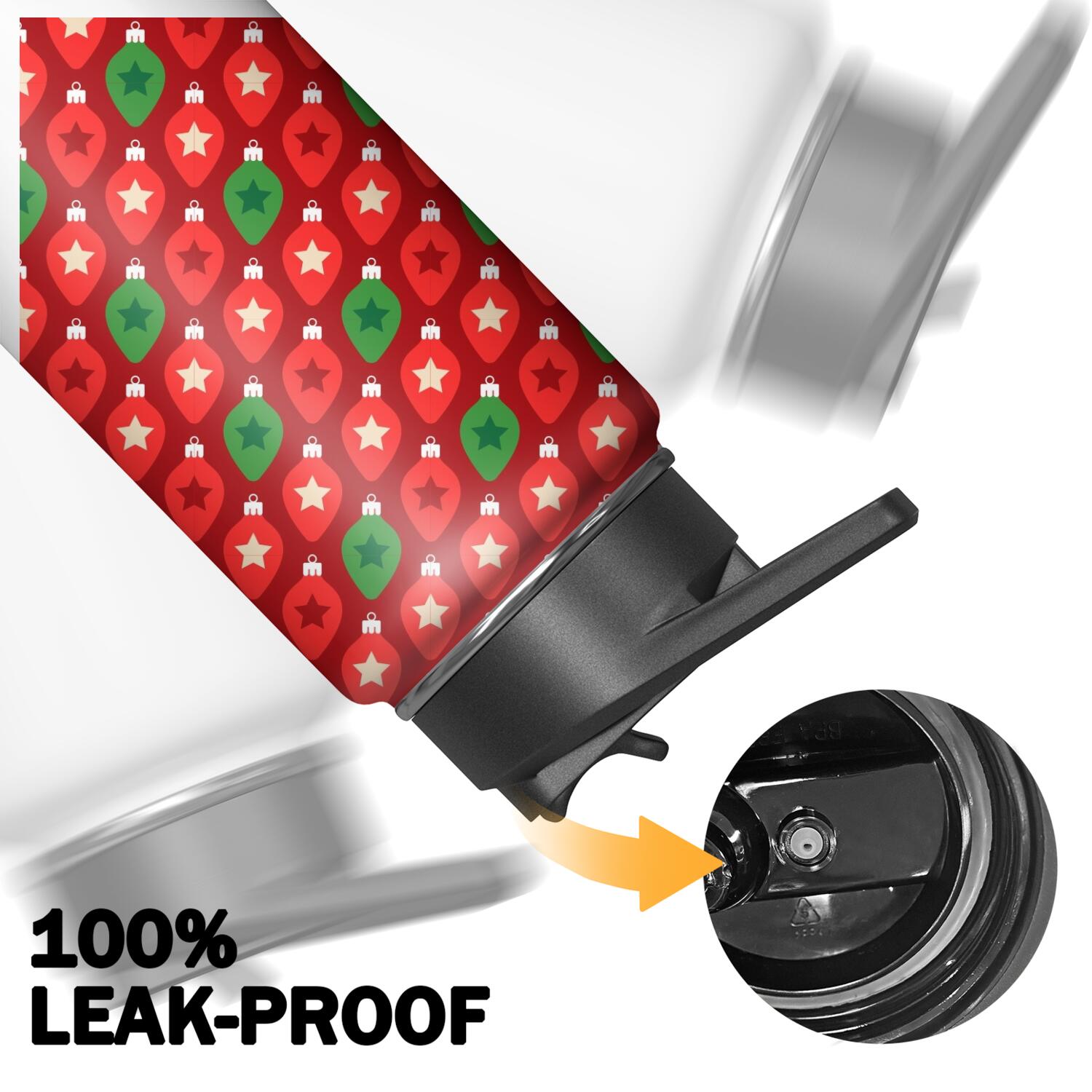 Christmas 18 oz Insulated Stainless Steel Water Bottle with Straw & Cleaning Brush , Leakproof, BPA-Free, 304 Stainless Steel, Wide Mouth, Travel Mug for Car, Gym, Office