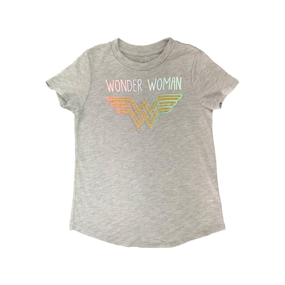 Wonder Woman Girls Short Sleeve Gold Glitter T-Shirt Tee Shirt 8