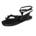 thumbnail image 2 of YODETEY Women Shoes Women Summer Casual Shoes,Solid Color Ruffle Low Heel Buckle Open Toe Sandals Special Offer Black 11, 2 of 7