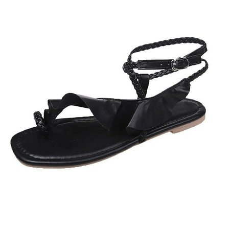 

Womens Summer Casual Shoes Solid Color Ruffle Low Heel Buckle Open Toe Sandals Summer Open Toe Slide Sandals Comfortable Flats Flip-Flops Sandal Casual Platforms Wedge Sandals Heeled Sandals A36935
