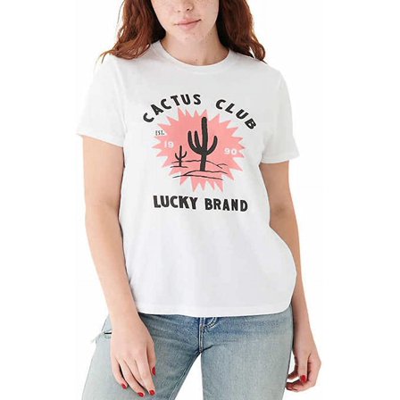 Lucky Brand Womens Printed T-Shirt,Lucky White,Large