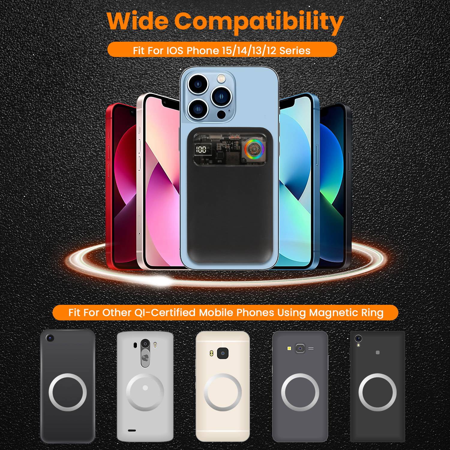 iMounTEK 10000mAh Magsafe Wireless Power Bank 18W Magnetic Portable Charger Fit for IOS Phone 15/14/13/12 Series
