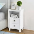 thumbnail image 3 of Ktaxon Nightstand, Bedside Table with 2 Storage Drawers, End Side for Bedroom, Country Style,White, 3 of 11
