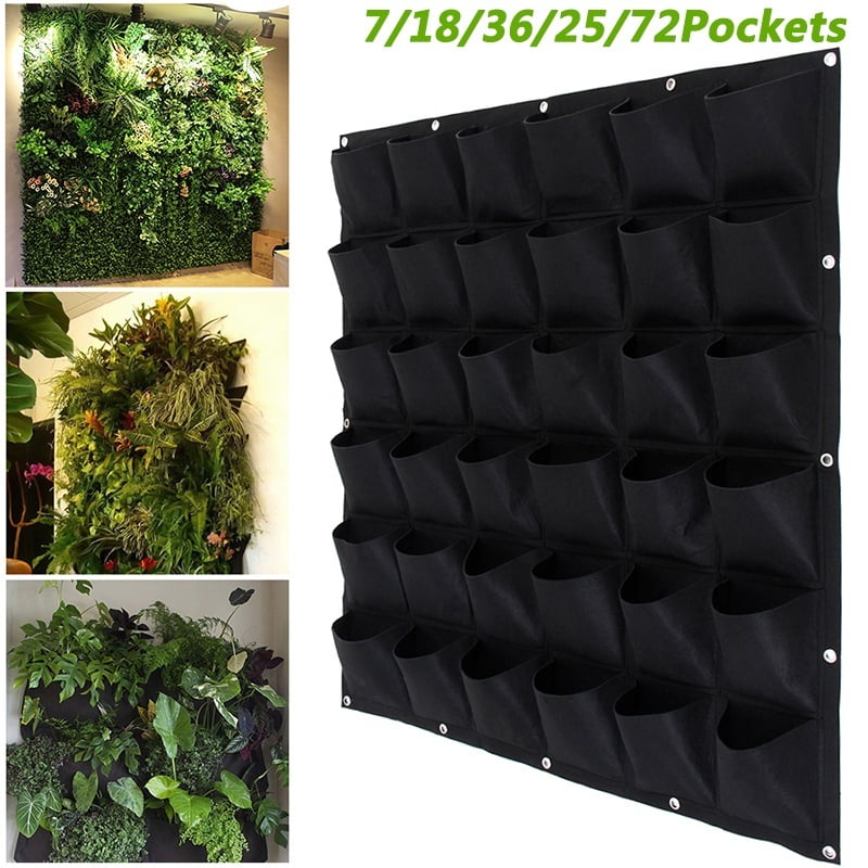 36 Pocket NEW Black Indoor Wall Balcony Garden Patio Vertical Hanging Planter 