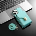thumbnail image 7 of Allytech Case for iPhone 13 Pro, [Large Capacity] Wallet Case with Card Slots & Zipper Pocket, Premium PU Leather Metal Snap Kickstand Shockproof Case with Shoulder Strap, Mint, 7 of 7