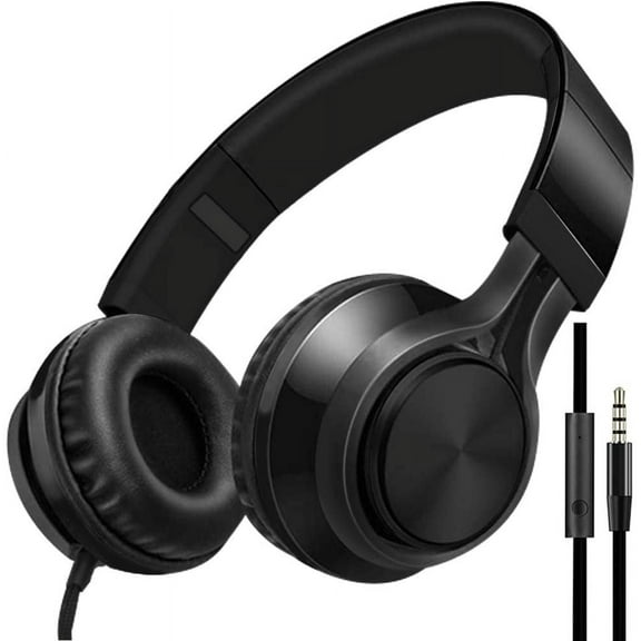 WSNIJFU Over Ear Headphones with 5 Feet / 1.5M Cable, 3.5mm Gaming Headset Noise Isolating with Mic and Volume Control for TV, PC and Cell Phone