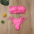 thumbnail image 1 of Mialoley Women's Solid Color Swimming Set, Bandage Bikini Top + Lace Up Briefs, 1 of 8
