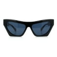 thumbnail image 5 of Womens Retro Beveled Lens Thick Plastic Cat Eye Mod Sunglasses All Black, 5 of 8