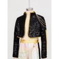 thumbnail image 5 of Aislor Girls Sequin Dance Tops Sparkly Popular Singer Crop Jacket Performance Stage Short Coat Black 14, 5 of 7