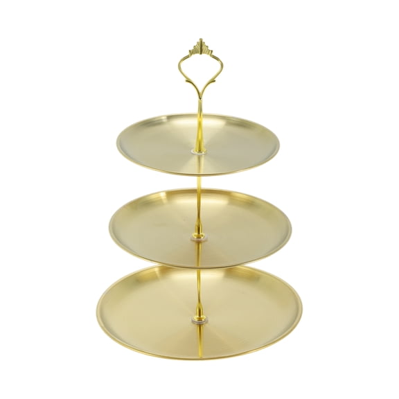 Unique Bargains 3 Tier Dessert Cupcake Stand Holder Cake Tower Gold Tone