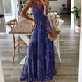 thumbnail image 2 of DHFJKG Bohemian Floral Maxi Dress For Women V Neck Sleeveless Summer Beach Vacation Clothes Sundress Boho Size S-XXXXXL Comfort Dresses, 2 of 4