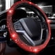 thumbnail image 1 of Funda para volante de mujer, con cristales brillantes Bling Bling, universal para coche o SUV, 15 pulgadas (diamante rojo), 1 of 5