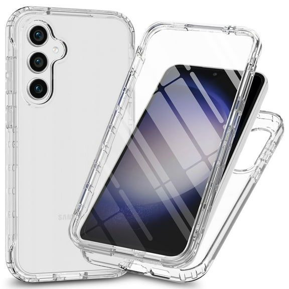 Dteck for Samsung Galaxy S25 Case with Built-in Screen Protector Slim Back Cover,Shockproof Rugged Heavy Duty Bumper Full Body Protective Case for Galaxy S25, Clear
