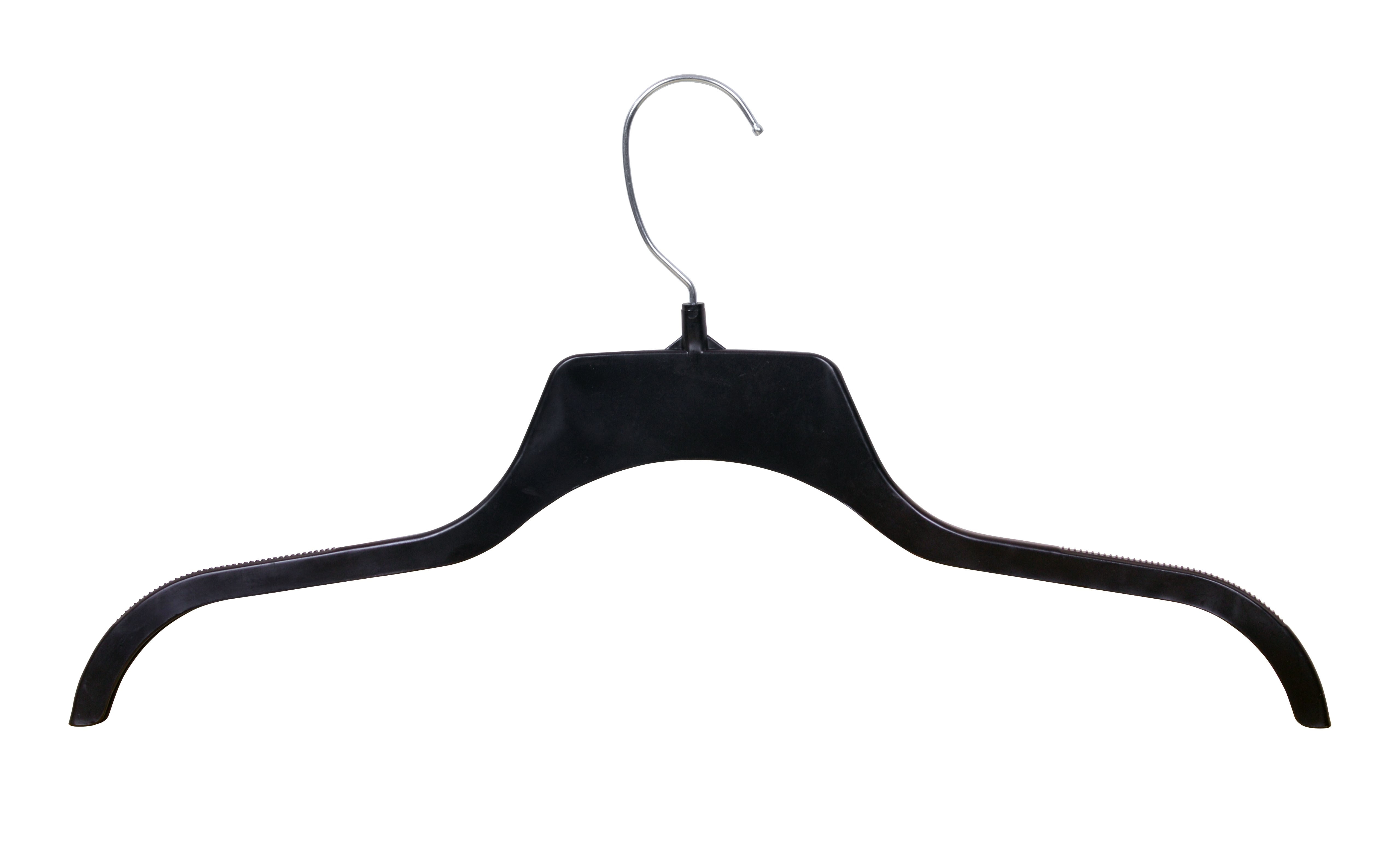 Hanger Central Black Heavy Duty Recycled Plastic Non Slip Sweater Garment  Hangers with Polished Metal Swivel Hooks, 19 Inch, 50 Pack