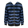thumbnail image 4 of Hoodies For Women Women's tumn And Winter Oversized Loose Striped Casual Zipper Drawstring Sweater Jacket Hoodie, 4 of 4