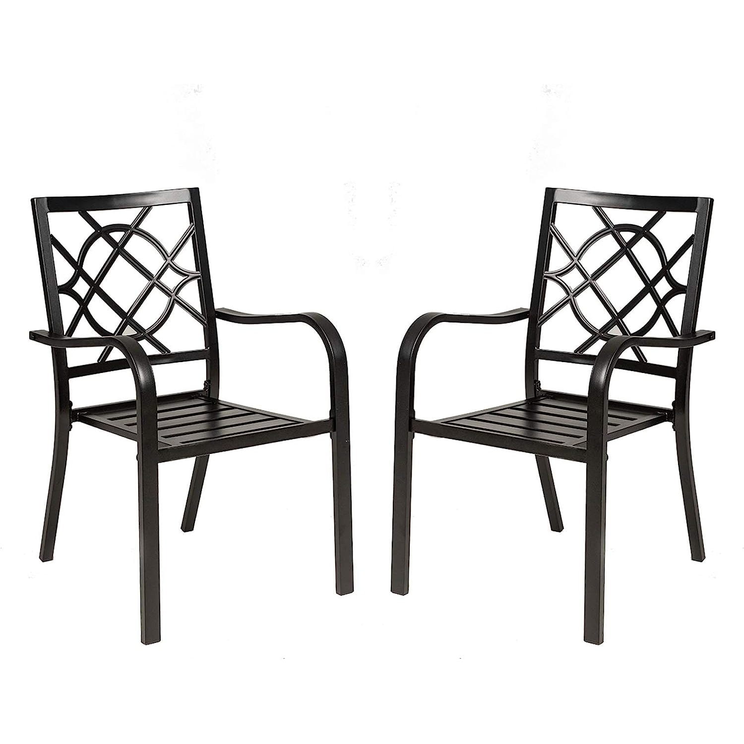 Bilot 2 Piece Outdoor Dining Chairs 300 lbs Patio Bistro Chairs Stackable Wrought Iron Chairs