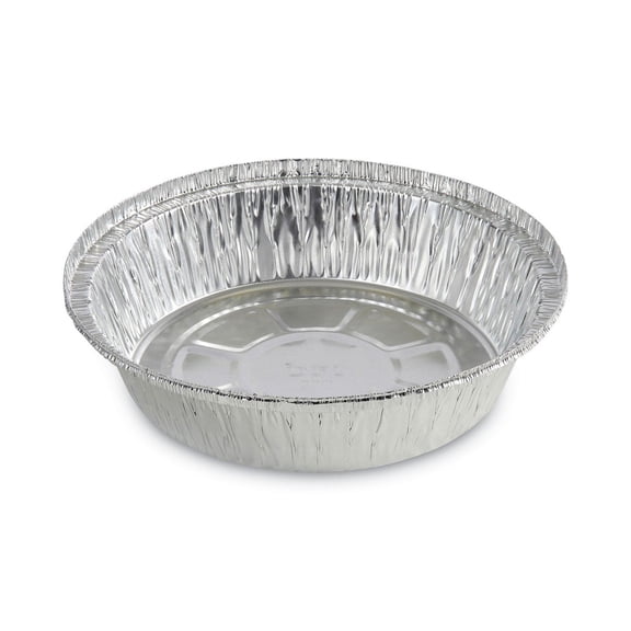 Boardwalk BWKROUND7 7 in. x 1.46 in. 24 oz. Round Aluminum To-Go Containers - Silver (500/Carton)