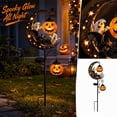 thumbnail image 4 of Halloween Solar Garden Stake Lights, 34 Inch Pumpkin Ghost Bat Pathway Lamp with LED Lanterns, Waterproof Outdoor Solar Yard Ground Light, Halloween Decorations for Lawn Patio Fence, 4 of 7