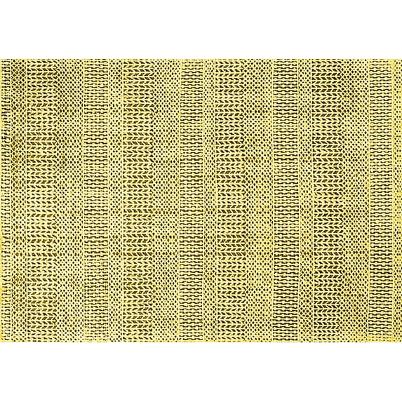 Ahgly Company Machine Washable Indoor Rectangle Oriental Yellow Industrial Area Rugs, 8' x 10'